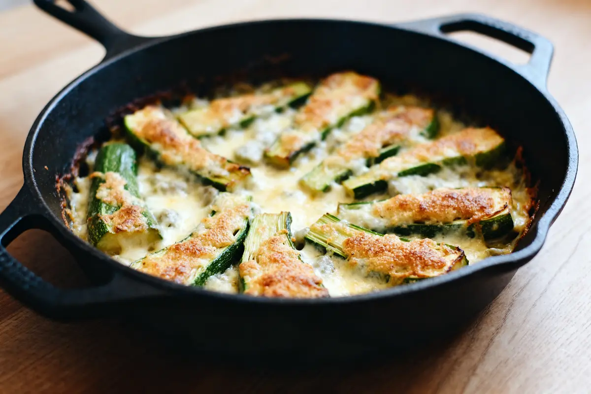 Plat de gratin de côtes de blettes sans béchamel, doré et appétissant dans une poêle